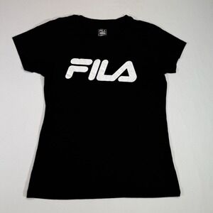 FILA Black Logo T Shirt Womens Large‎ Short Sleeve Casual Everyday Top